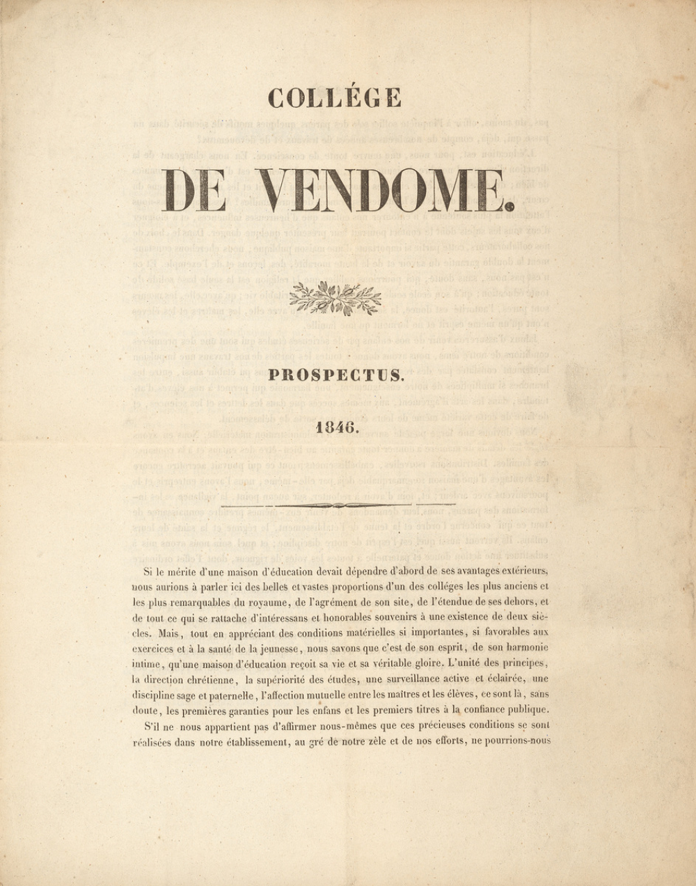 Collège de Vendôme. Prospectus 1846.