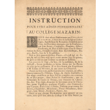Instruction pour être admis pensionnaire au collège Mazarin.