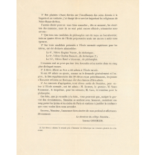 Lettre d'information à propos de la rentrée du 2 octobre 1848 au Collège Stanislas. 