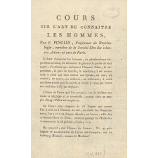 Cours sur l'art de connaitre les Hommes.