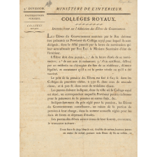Collèges Royaux. Instruction sur l'Admission des Élèves du Gouvernement.