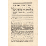 Prospectus du pensionnat établi dans le Collège de la ville d'Avignon. 