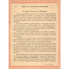 Mots et locutions populaires : Le quart d'heure de Rabelais