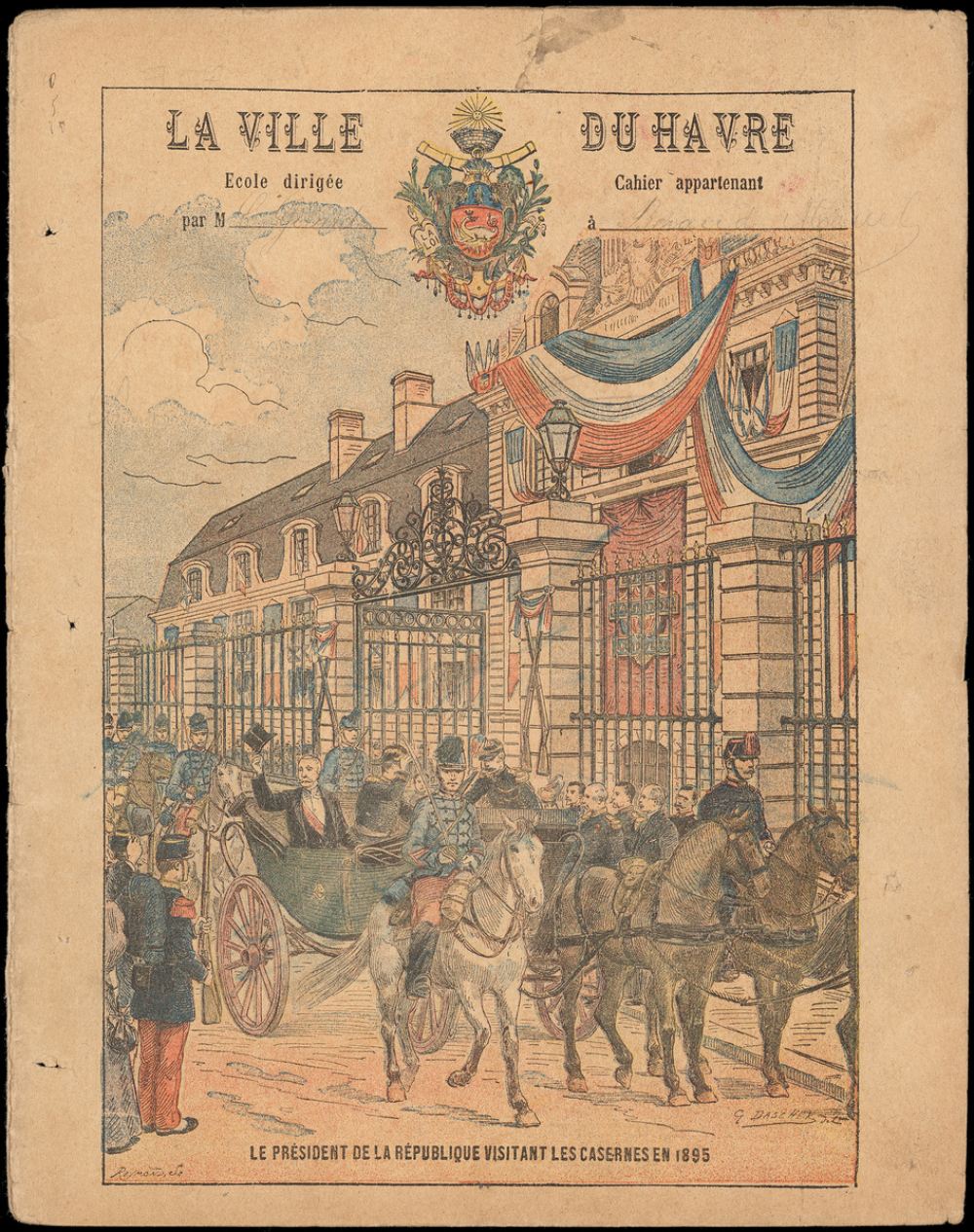 La Ville du Havre : Le Président de la République visitant les casernes en 1895