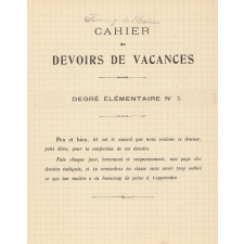 Cahier de devoirs de vacances, degré élémentaire N°1