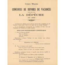 Concours de devoirs de vacances organisé par La Dépêche, Cours Moyen