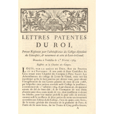 Lettre patentes du roi, en faveur du collège de la ville de Nevers