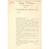 Lettre accompagnant le brevet d'admission aux Maisons Impériales de la Légion d'honneur. 