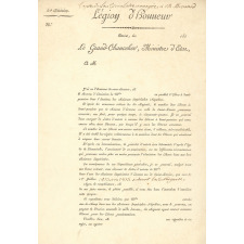 Lettre accompagnant le brevet d'admission aux Maisons Impériales de la Légion d'honneur. 