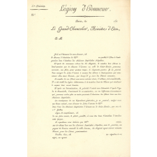 Lettre accompagnant le brevet d'admission aux Maisons Impériales de la Légion d'honneur. 