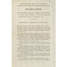Instruction sur les formalités à remplir pour l'admission des Jeunes Gens à l'Ecole spéciale militaire.