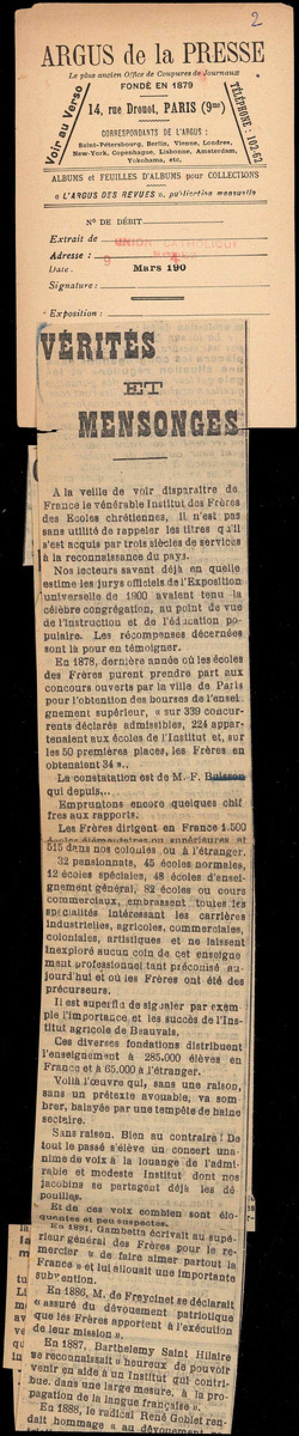 Vérités et mensonges.