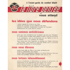 A l'avant-garde du combat laïque la libre pensée vous attend.