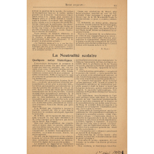 La Neutralité scolaire. Quelques notes historiques.