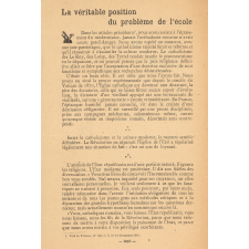 La Véritable position du problème de l'école.