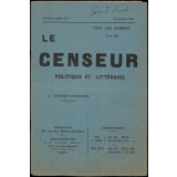 Neutralité scolaire et tribunaux in : Le Censeur politique et littéraire. 3e année. N°4. 25 janvier 1908.