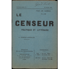 Neutralité scolaire et tribunaux in : Le Censeur politique et littéraire. 3e année. N°4. 25 janvier 1908.