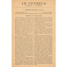 Neutralité scolaire et tribunaux in : Le Censeur politique et littéraire. 3e année. N°4. 25 janvier 1908.