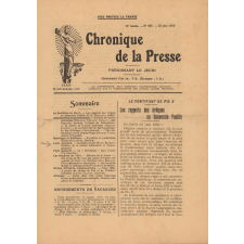 Rapport sur la lutte scolaire menée par les catholiques contre l'école publique. in Chronique de la France. 11e année. N° 508. 23 juin 1910