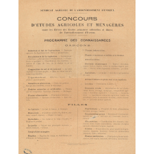 Concours d'études agricoles et ménagères.
