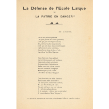 La Défense de l'école laïque ou la patrie en danger.