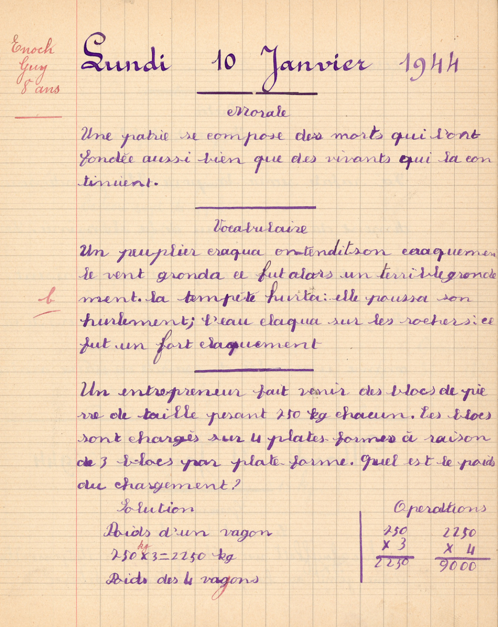Cahier de roulement