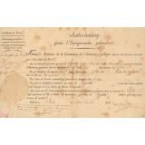 Autorisation pour l'enseignement primaire pour Antoine-François Agnetta à Paris. 
