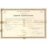 Arrêté d'Institution de François-Joseph Blaise comme instituteur à Vrémy (Moselle). 