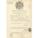 Ecole de médecine. Département du Doubs. Cours de chirurgie et d'accouchement. Certificat de scolarité.
