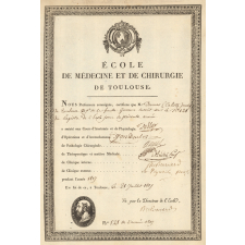 Ecole de médecine et de chirurgie de Toulouse. Certificat de scolarité. 