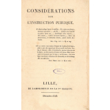 Considérations sur l'Instruction publique.