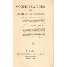 Considérations sur l'Instruction publique.
