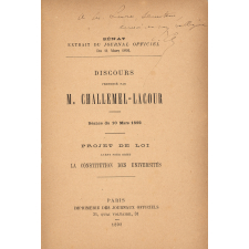Discours prononcé par M. Challemel-Lacour. Séance du 10 mars 1892. Projet de loi ayant pour objet la constitution des Universités.