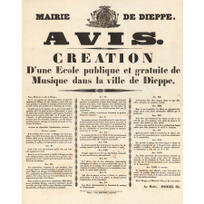 Mairie de Dieppe. Avis. Création d'une Ecole publique et gratuite de Musique dans la ville de Dieppe.