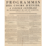 Programmes des cours d'étude, à l'Ecole centrale, du département de Lot et Garonne, pendant l'an VI.