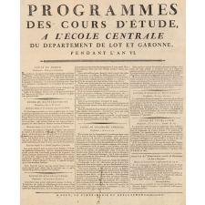 Programmes des cours d'étude, à l'Ecole centrale, du département de Lot et Garonne, pendant l'an VI.