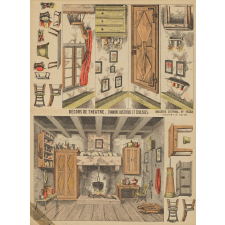 Décors de théâtre : Chambre rustique et coulisses