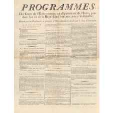 Programmes Des Cours de l'École centrale de département de l'Isère, pendant l'an six de la République française, une et indivisible.