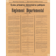 République Française - Département de Maine-et-Loire. Ecoles primaires élémentaires publiques. Règlement départemental.