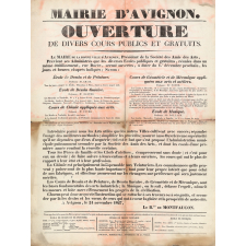 Mairie d'Avignon. Ouverture de divers cours publics et gratuits.