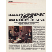 Ecole: Jean-Pierre Chevènement répond aux lecteurs de La Vie.