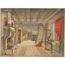 Décor de théâtre : Fond de  la chambre rustique