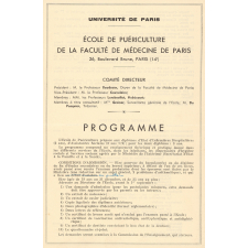 École de puériculture de la Faculté de médecine de Paris. Programme.
