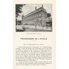 Prospectus de l'École Départementale d'Agriculture d'Yvetot et École d'Agriculture d'Hiver. 