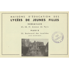 Maisons d'Education des Lycées de jeunes filles de Versailles et Paris (Lycée Victor Duruy).