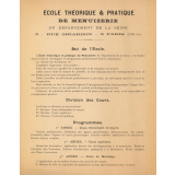 École théorique et pratique de Menuiserie du département de la Seine. Prospectus et Statuts. 