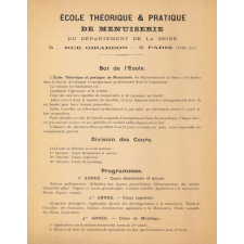 École théorique et pratique de Menuiserie du département de la Seine. Prospectus et Statuts.