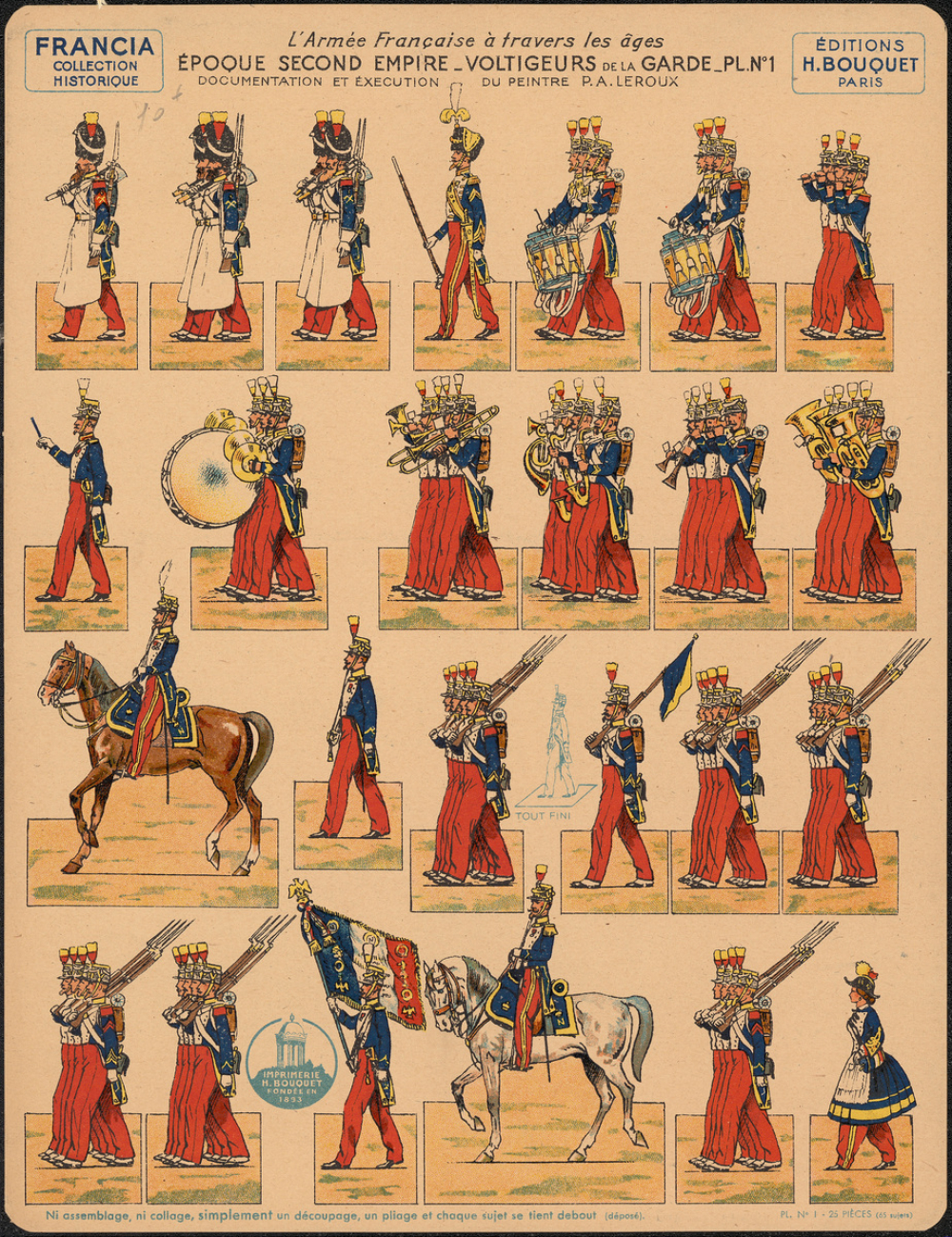 Planche : L'armée française à travers les âges : Epoque second empire : Voltigeurs de la garde : N°1
