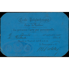 Carte de parloir. École Polytechnique.