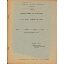 École des Hautes études commerciales. Règlement. Concours d'admission.